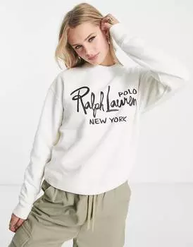 Белый свитер с круглым вырезом Polo Ralph Lauren
