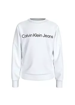 Белый свитшот для девочки INST. ЛОГОТИП ОБЫЧНЫЙ CN Calvin Klein, белый