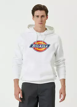Белый свитшот с капюшоном и принтом icon logo Dickies
