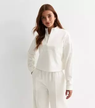 Белый свитшот с молнией на половину длины для девочек New Look, белый