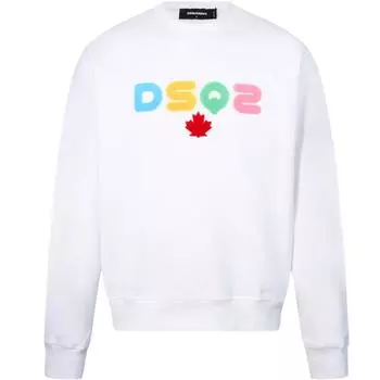 Белый свитшот с разноцветным логотипом DSQ2 Dsquared2, белый