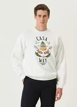 Белый свитшот свободного кроя с логотипом Casablanca