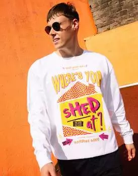 Белый свитшот унисекс с графическим рисунком «Whers Your Shed at Festival» Batch1