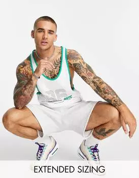 Белый свободный жилет со спортивным принтом спереди ASOS DESIGN