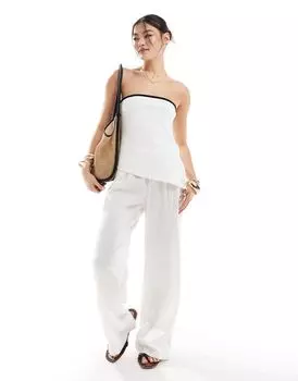 Белый топ-бандо с контрастным кантом River Island