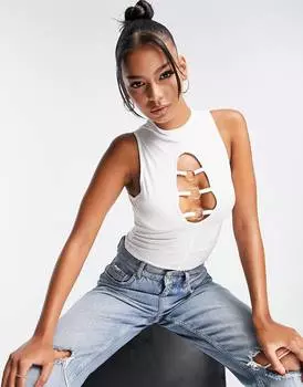 Белый топ без рукавов с кольцами ASOS DESIGN