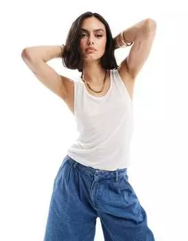 Белый топ без рукавов в рубчик ASOS DESIGN