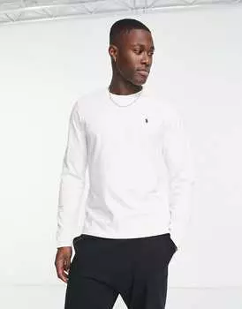 Белый топ из мягкого хлопка с длинными рукавами Polo Ralph Lauren