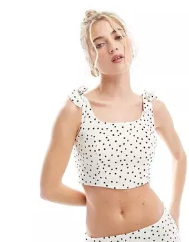 Белый топ-комбинация с завязками на плечах New Look