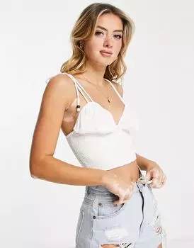 Белый топ на бретельках с завязками ASOS Milkmaid