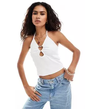 Белый топ Noisy May =f с кольцом в форме сердца