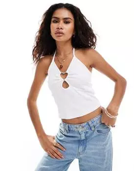 Белый топ Noisy May с кольцом в форме сердца