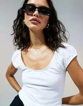 Белый топ от солнца с объемными рукавами ASOS DESIGN
