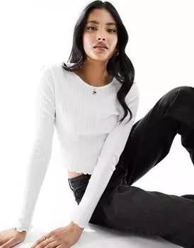 Белый топ с длинными рукавами и длинными рукавами New Look