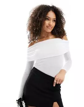 Белый топ с длинными рукавами и присборенными складками 4th & Reckless