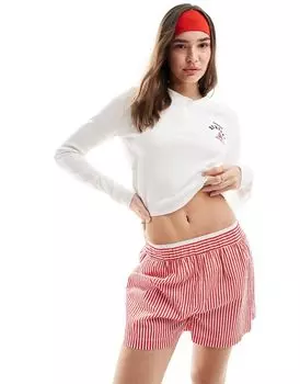 Белый топ с длинными рукавами и рисунком ASOS DESIGN Newport Yacht