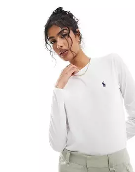 Белый топ с длинными рукавами Polo Ralph Lauren
