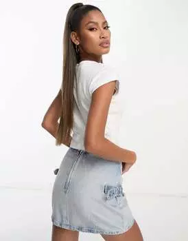 Белый топ с короткими рукавами и крючками на крючках ASOS