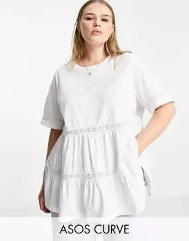 Белый топ с кружевной отделкой ASOS DESIGN Curve