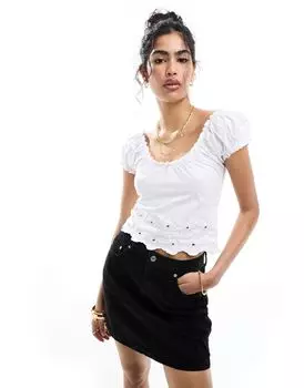 Белый топ с кружевным краем ASOS DESIGN Milkmaid