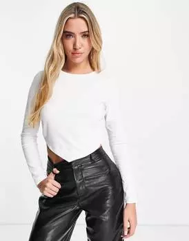 Белый топ с открытой спиной и длинными рукавами и шарфом по краю ASOS DESIGN