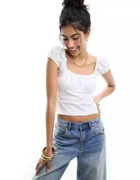 Белый топ с вышивкой ASOS DESIGN