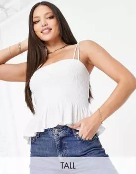 Белый топ со сборками Topshop Tall