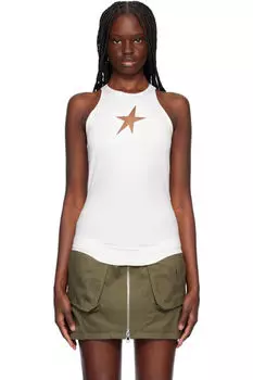 Белый топ со звездами и бретельками через шею Mugler