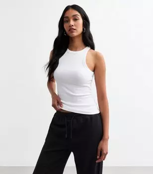 Белый топ-топ в рубчик со спиной-борцовкой New Look, белый