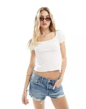 Белый топ в рубчик доярки Miss Selfridge