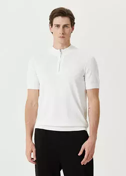 Белый трикотаж на молнии с высоким воротником и короткими рукавами Academia