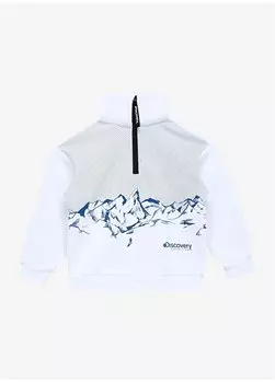 Белый укороченный свитшот с воротником стойкой и принтом для девочек D3WG-SWT25 Discovery Expedition, белый