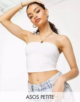Белый укороченный топ без бретелек ASOS DESIGN Petite Ultimate