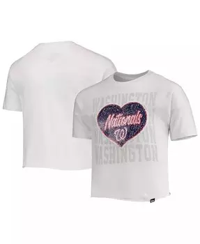 Белый укороченный топ с отворотами и сердечками Big Girls Washington Nationals New Era, белый