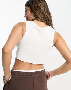 Белый укороченный топ в рубчик ASOS DESIGN