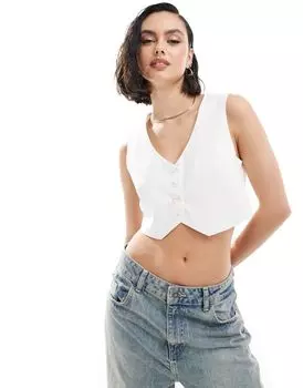 Белый укороченный жилет Bershka