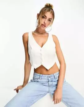 Белый укороченный жилет Missy Empire Missyempire
