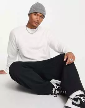 Белый вязаный джемпер с принтом Bershka city