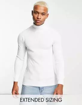 Белый вязаный джемпер с высоким воротником ASOS DESIGN