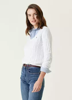 Белый вязаный свитер Polo Ralph Lauren