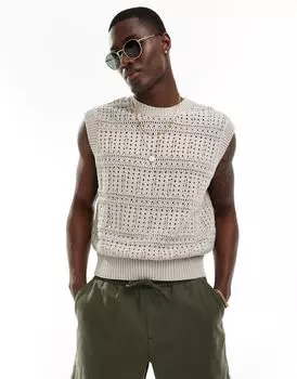 Белый вязаный жилет Bershka