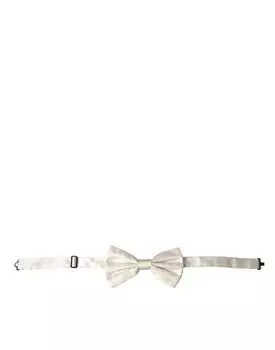 Белый жаккардовый шелковый регулируемый мужской галстук-бабочка Dolce & Gabbana