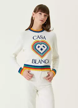 Белый жаккардовый свитер Casablanca