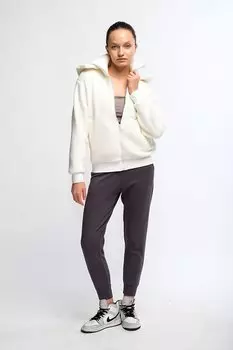 Белый женский плюшевый кардиган с капюшоном на молнии Chandraswear