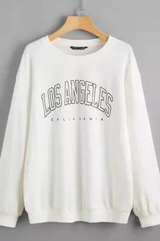 Белый женский свитшот оверсайз с принтом MG780 MADMEXT