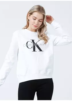 Белый женский свитшот с круглым вырезом Calvin Klein Jeans