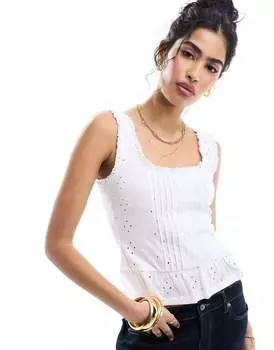 Белый жилет на пуговицах с оборками и подолом ASOS DESIGN