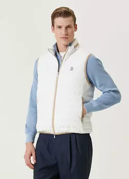 Белый жилет с капюшоном Brunello Cucinelli
