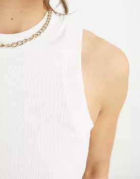 Белый жилет в рубчик с глубокой окантовкой спереди ASOS DESIGN