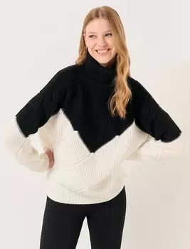 Белый зимний вязаный свитер с высоким воротником и длинными рукавами Jimmy Key